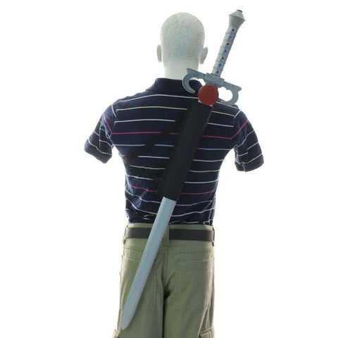 Mannequin with Large 33 Inch Nylon Sword Case For Katana Bokken Shinai Foam Sword And Cosplay Gear on back