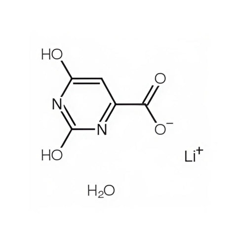 Lithium Orotate chemical structure diagram, featured in Lithium Orotate 20 Grams Raw Powder With 99 Percent Purity Min.