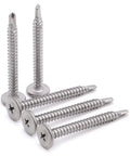 Fifty Pack Of Number 10 By 2 Inch Phillips Wafer Head Self Drilling Screws Crafted From Tough 410 Stainless Steel to skip drilling prep.