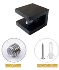 Brass Glass Clamp No Drill On Glass Holder And Shelf Bracket Clip Support For 8mm To 10mm Glass Matte Black showing anti-skid and stainless steel screws