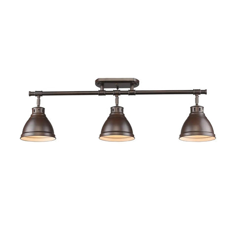 Duncan Semi Flush Ceiling Light In Rubbed Bronze With Matching Rubbed Bronze Shades Low Profile Design Industrial Contemporary Fixture