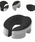 Memory Foam Desk Napping Pillow with Removable Cover, black/light gray, shown with close-ups of angles for office sleep and travel home use.