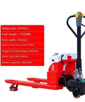 Heavy Duty Full Electric Pallet Jack Truck With Li-Ion Battery handles 2000 kg load with 1150 mm forks for material handling.