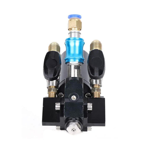 Heavy Duty PU Foam Spray Gun With Air Purge And Slick Self Cleaning Point Zero Zero Four Nozzle front view showing connections and nozzle.