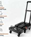 Beefy Folding Hand Truck Dolly Cart With 6 Wheels And 500 Lb Capacity For Luggage Moving And Travel Heavy Duty Utility Cart That Folds Flat For Easy Storage Sturdy Haul With 2 Elastic Ropes, black