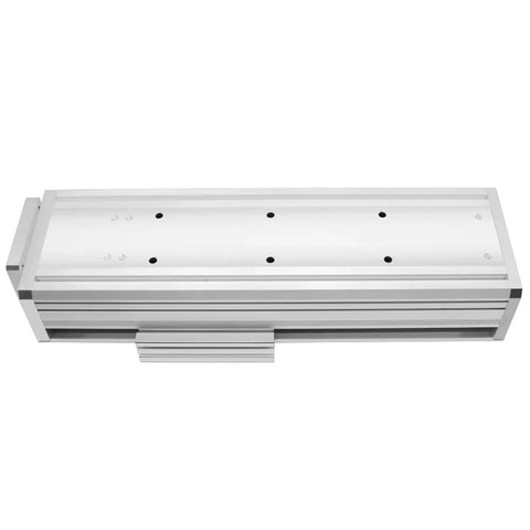 Heavy Duty Fully Enclosed Linear Slide Stage featuring smooth glide 20 mm ballscrew rail top view with mounting holes.