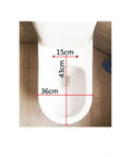 Top view of a white toilet bowl with dimensions marked for Hella Durable Round Resin Toilet Seat With Crystal Clear Aquarium Vibe And Smooth Sit Ergonomic Comfort Featuring Rock Solid Metal Hinges For A Top Tier Bathroom Setup That Looks Absolutely Sick.
