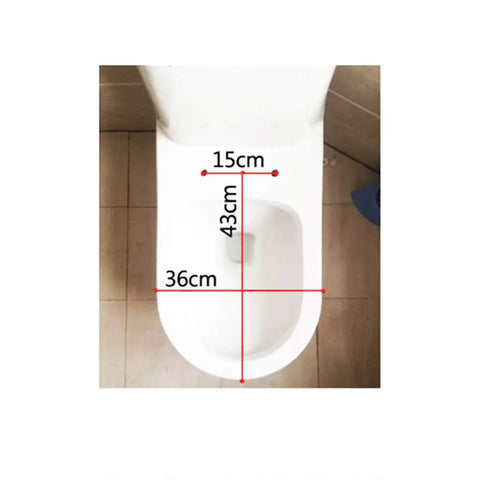 Top view of a white toilet bowl with dimensions marked for Hella Durable Round Resin Toilet Seat With Crystal Clear Aquarium Vibe And Smooth Sit Ergonomic Comfort Featuring Rock Solid Metal Hinges For A Top Tier Bathroom Setup That Looks Absolutely Sick.