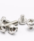 Top Shelf Phillips Pan Head Machine Screws Assortment Kit, 304 Stainless Steel Full Thread, 10 Sizes Including Size 0 To 80 And 0 To 90, 300 Piece Hardware Set For Tough Home Repairs And Weekend Crew Projects, five screws displayed.