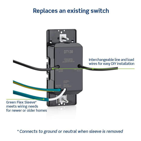 Rear view of Countdown Timer Switch For Bathroom Fans And Lights With Presets 5 10 15 30 Minutes No Neutral Needed 15A Single Pole