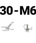 Nickel Plated Steel Hammer Head T Bolts M5 To M10 for 30 Aluminum Profile, M6 size, dimensions shown for precise fitting.