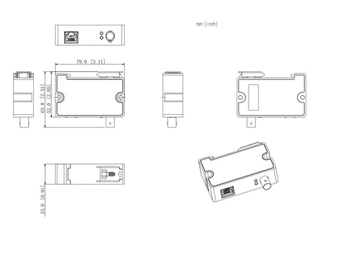 Super Smooth Single Port Ethernet Over Coax Extender Kit dimensions and design schematic for easy installation and setup.