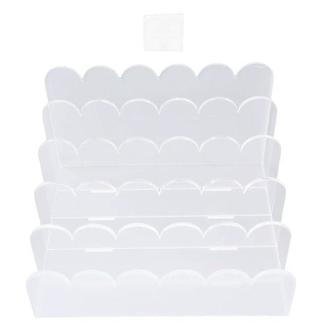 Clear Acrylic Mail Sorter With Five Compartments, Desktop File Organizer for letters and documents, angled view