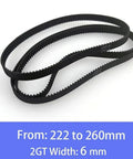 6Mm Wide Closed Loop Timing Belt 2Gt Pitch 222 To 250 Mm Sizes For Smooth Quiet Operation in 3D Printers CNC and Robotic Systems