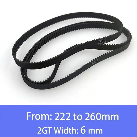 6Mm Wide Closed Loop Timing Belt 2Gt Pitch 222 To 250 Mm Sizes For Smooth Quiet Operation in 3D Printers CNC and Robotic Systems