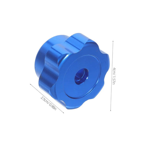 Blue Alloy Valve Handwheel Knob With 6mm Hole For Outdoor Faucet Spigot Handle Replacement angled view