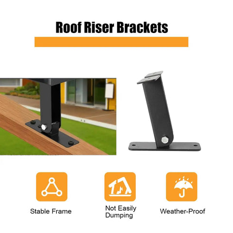 Three Pack 4x4 Roof Riser Brackets Kit For Pergola Gazebo And Patio Covers Heavy Duty Adjustable Black Steel Beam Brackets For Durable Outdoor Roof Support And Easy Install
