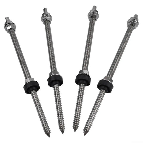 M10 Heavy Duty Hanger Bolts For Solar Panels With EPDM Seal And Locking Nut Stainless Steel Roof Mount Adapter 7.9 Inch 4 Pack