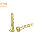 Brass Wood Screws M1.6 x 12mm Self Tapping Slotted Round Head for Woodworking Durable Corrosion Resistant Fasteners 25 Pack