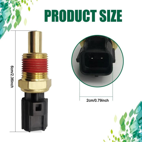 Middrivr engine coolant temperature sensor with brass threaded body and red seal, front view.