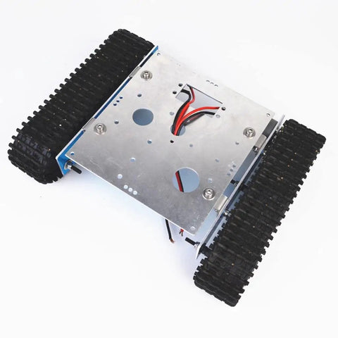 Smart Robot Tank Chassis With 33GB-520 Motor For DIY Robotics, Durable Aluminum Alloy, Big Track System, top view.
