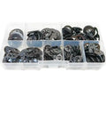 65Mn Steel External Circlips Kit With Self Locking Retaining Clips For Shafts And Snap Ring Washers Push On Sizes From M2.5 To M10 350 Pieces Per Box Assortment, assorted circlips in organizer