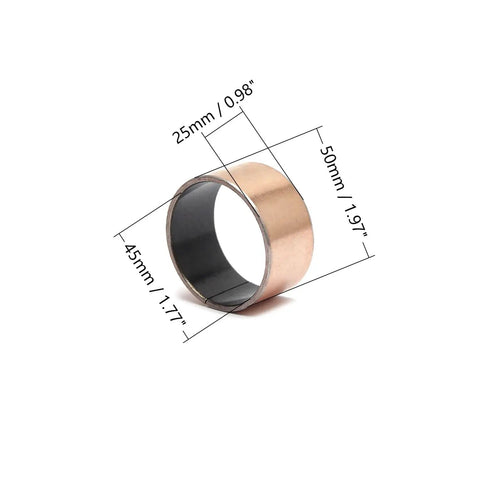 Heavy Duty 6 Pack Sleeve Bearings With 45mm Bore And 50mm Outer Diameter By 25mm Length Oilless Plain Bushings displayed with dimensions.
