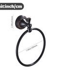 Oil Rubbed Bronze Round Towel Ring Wall Mounted With Flower Base Brass Towel Holder, 7.08in x 2.48in dimensions shown