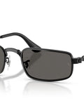 ASAP Rocky RB3927 Wired Metal Collection Rectangular Sunglasses in black with dark grey lenses, 54mm lens width.