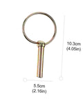 10 Piece Heavy Duty Lynch Pin Fastener Set For Trailers Trucks And Mowers, Spring Loaded Shaft Locking Pins, zinc-plated, dimensions shown