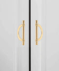 Six Piece Zinc Alloy Half Round Cabinet Pulls With Gold Brushed Finish For Kitchen Cabinets Dressers And Furniture Doors 96mm Center To Center Hardware Sleek Luxury Drawer Handles on white doors
