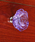 Get Ready To Upgrade With This Totally Stunning 55mm Pink Glass Crystal Rose Cabinet Pull Crafted From Tough Zinc Alloy For Quick Drawer And Wardrobe Door Swings Killer Home Decor Touch For Every Room - side view showing rose detail.