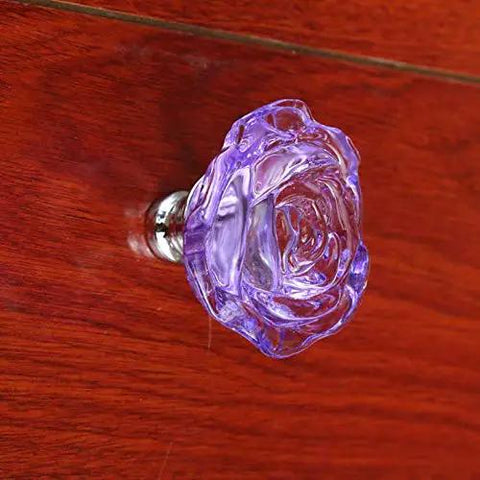 Slick 55mm Extra Large Crystal Glass Cabinet Pulls For Drawers And Wardrobes With A Fresh Modern Handle Design That Looks Totally Dope In Any Home Decor Vibe And Comes In A Sweet Array Of Colors Like Clear, purple rose design.