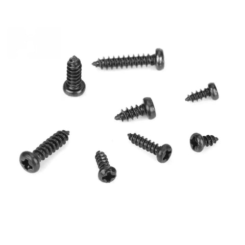 400 Piece Cross Pan Head Wood Screws Set Stainless Steel Self Tapping M2 And M2.6 Assortment Kit visible scattered on white background