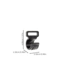 Close-up of a single black plastic tent hook with dimensions, part of a Ten Pack Large Plastic Camping Tent Hooks Sturdy Hanging Organizer Hooks for Tent Poles and Outdoor Gear, Ideal For Hanging Clothes, Bags, Cookware, Flags, Lanterns And More During Camping And Adventure Trips.