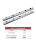 Premium High Precision Linear Guide Rail Kit 350mm HGR15 showing two metallic rails with holes for easy installation.