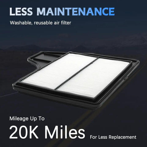 Nissan Altima 2.5L Engine Air Filter Replacement CA11450 for 2013-2018 models, reusable, showing 20K miles longevity