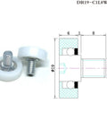 10 Pack 19 Mm OD POM Drawer Track Bolt Roller DR19 C1L8W6M6 Furniture Slide Wheel with diagram