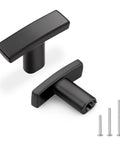 Matte Black Zinc Alloy Cabinet Handles 10 Pack Single Hole T Bar Drawer Pulls For Kitchen And Bathroom Cabinets 37mm Total Length 27mm Projection