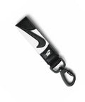 Swoosh Key Holder With Durable Carabiner Clip Keychain For Grab And Go Everyday Carry, Quick Snap Access, black and white design.