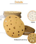 Heavy Duty 6 Inch Hook and Loop Sanding Discs With 15 Holes For Quick Dust Collection Aluminumoxide Abrasive Pads showing different grits and materials.