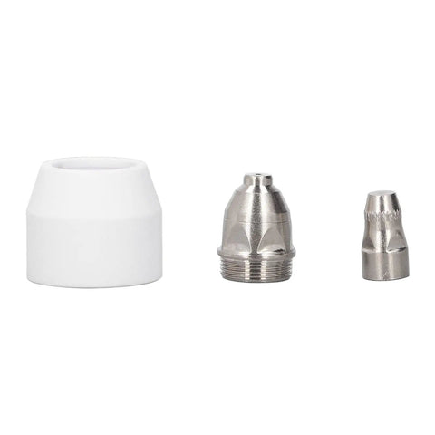 20Pack Plasma Cutter Torch Consumables Kit With Stainless Steel Electrode Nozzles And Ceramic Wear Resistant Tips for heavy duty cutting, includes ceramic and metal nozzles.
