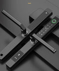 Heavy Duty Waterproof Smart Fingerprint Door Lock For Outdoor Push And Pull Sliders Providing Tight Security And Hassle Free App Remote Keyless Entry That Runs Smooth, showcasing modern design and keypad.