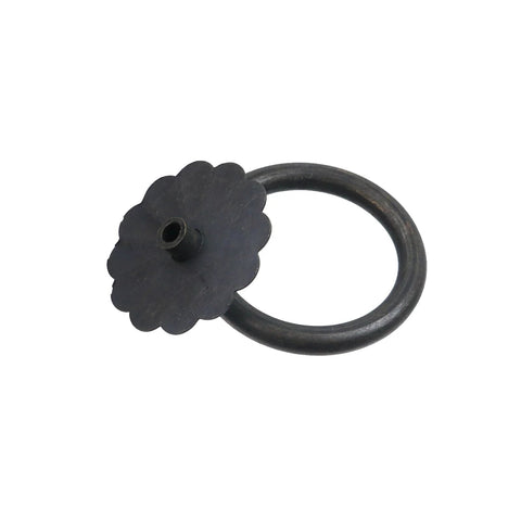Black flower shape ring knob from 4 Pcs Vintage Style Brass Cabinet Pulls With Screws, 40mm diameter, rust resistant handle.