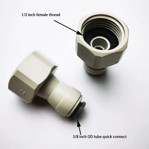 Push To Connect Tube Fittings 1/2 In NPTF To 3/8 In Tube OD Female Adapters, No Tools Needed Easy Snap In For RO Water Systems, Filtration.