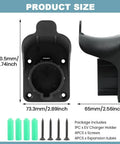 Heavy Duty Wall Mount Ev Charger Holder For SAE J1772 Plugs, dimensions 120.5mm x 73.3mm x 65mm, black nylon design.