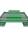 Front view of 72x100mm DIN Rail Mount PCB Board for Arduino DIY Projects with easy soldering insulated holes and dual pitch terminals