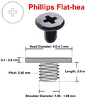 10 Pack M2X3mm Phillips Flat Head Screws Nickel Coated Steel detail showing dimensions and design features including head and thread specifications.