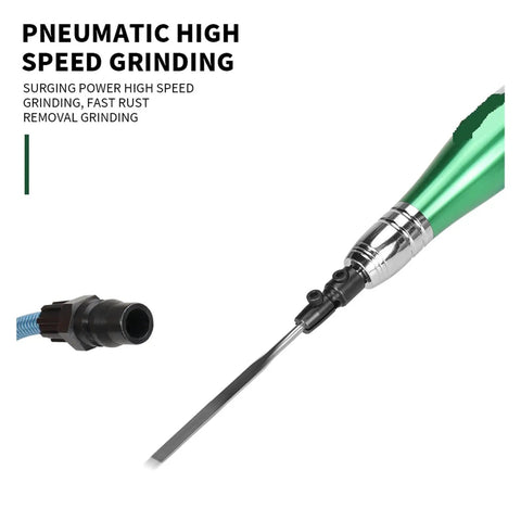 Hardcore Pneumatic Micro Air Pencil Die Grinder showing green body and attachment for high torque grinding tasks.