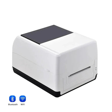 Direct Thermal Label Printer Desktop High Speed 127MM Per Second Shipping And Apparel Tag Maker Built Tough With Plug And Play Convenience For No Hassle Home Office Workflow, showing a white printer with wireless options.